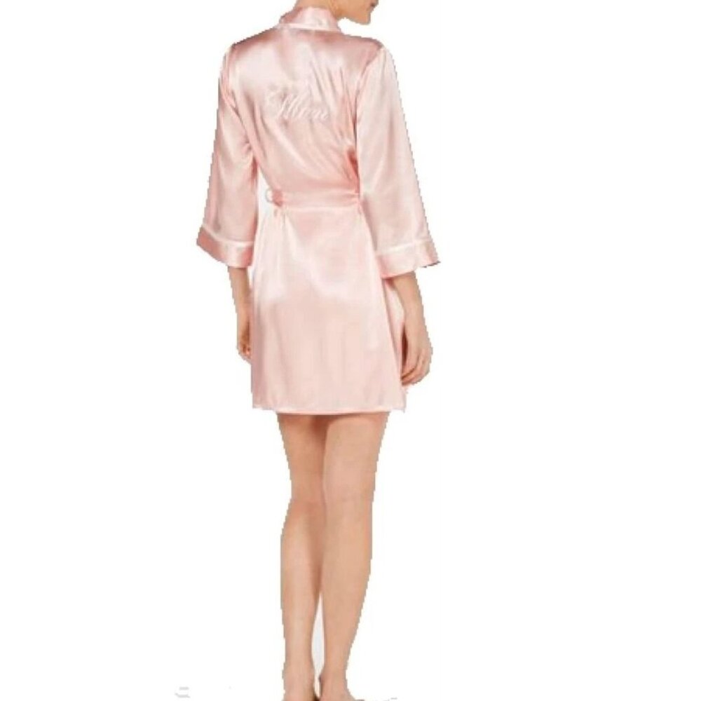 Linea Donatella 'Mom' Lace Trim Chemise Nightgown & Wrap Robe Set M Pink NWT